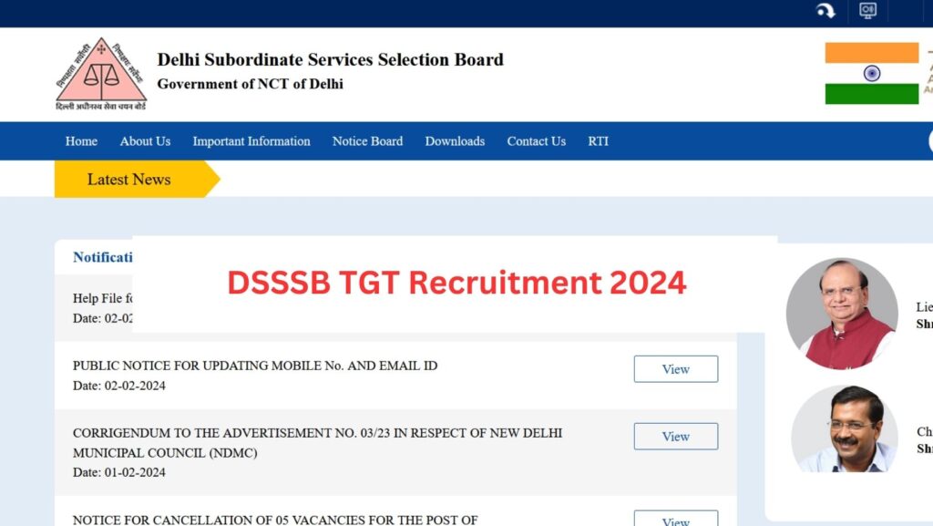 DSSSB TGT Recruitment 2024