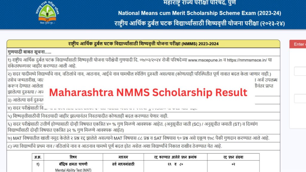 Maharashtra NMMS Scholarship Result 