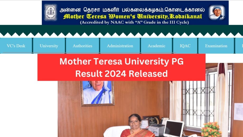 Mother Teresa University PG Result 2024